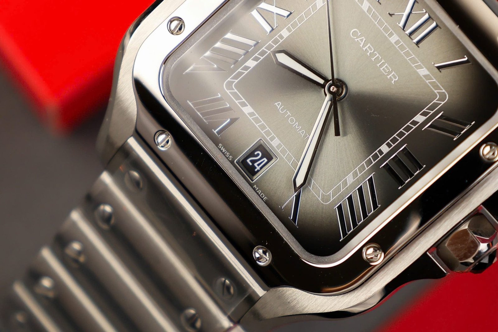 Cartier Santos Watch Gray Dial 39.8mm