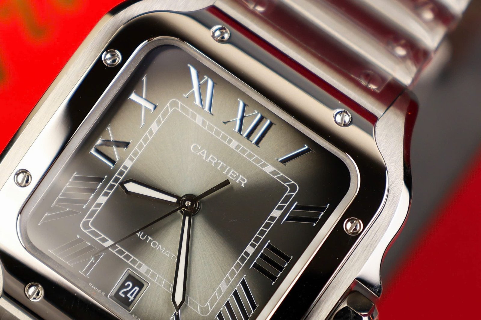 Cartier Santos Watch Gray Dial 39.8mm