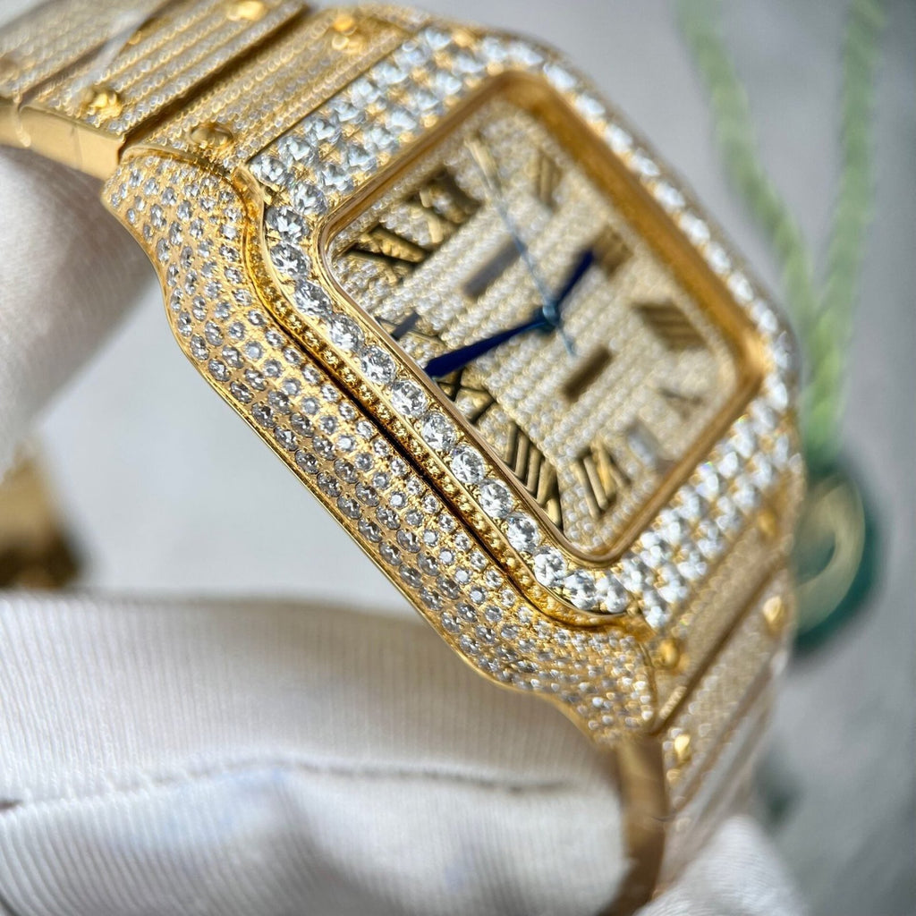 Cartier Santos Watch With Stone 39.8mm