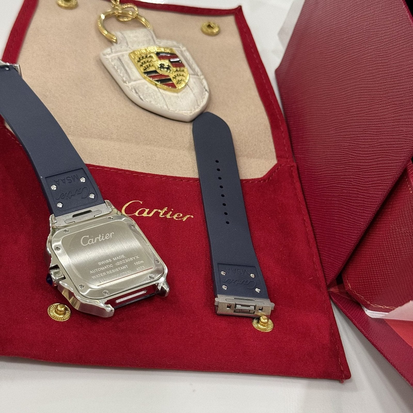 Cartier Watch Santos White Dial Rubber Strap 39.8mm