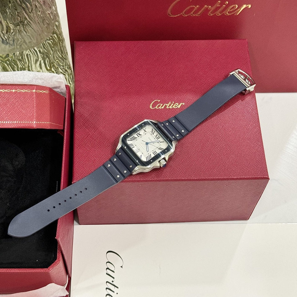 Cartier Watch Santos White Dial Rubber Strap 39.8mm