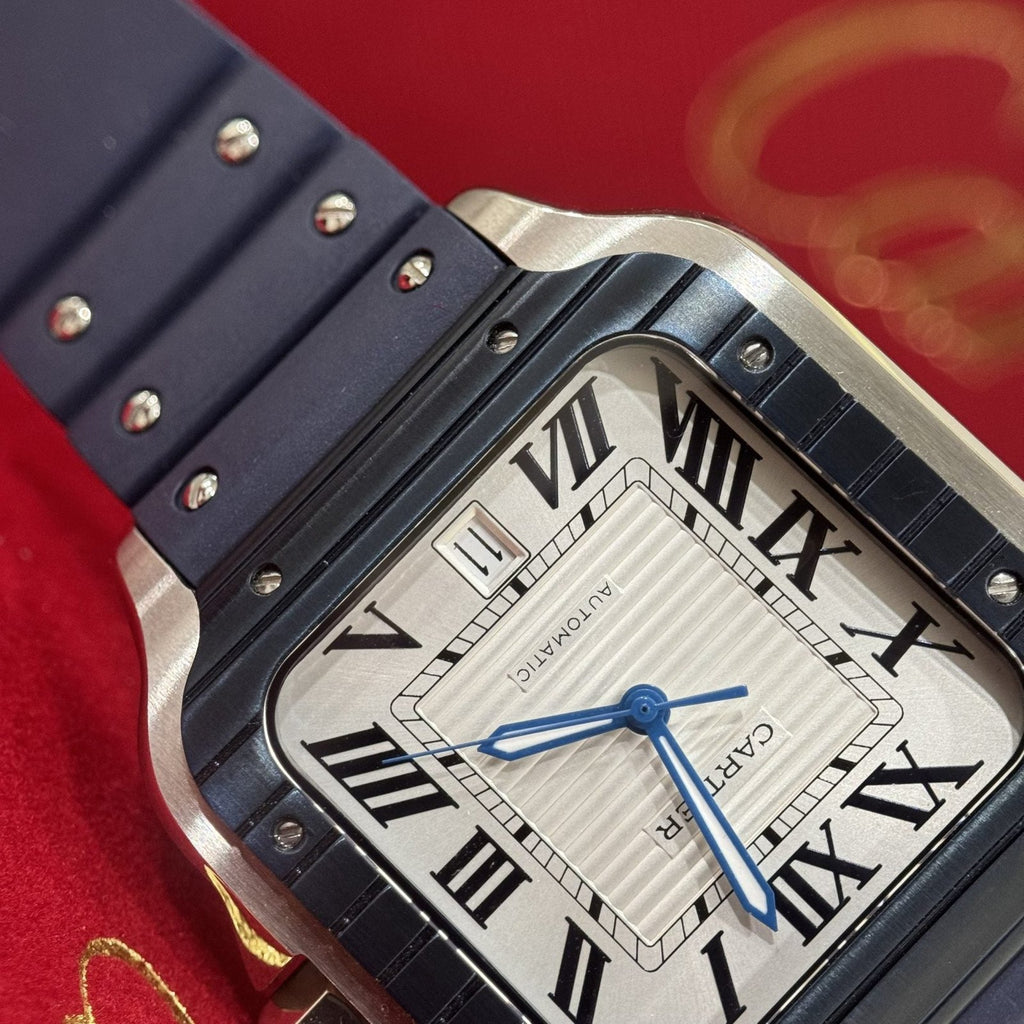 Cartier Watch Santos White Dial Rubber Strap 39.8mm