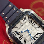 Cartier Watch Santos White Dial Rubber Strap 39.8mm