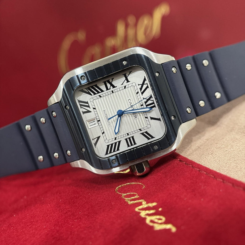 Cartier Watch Santos White Dial Rubber Strap 39.8mm