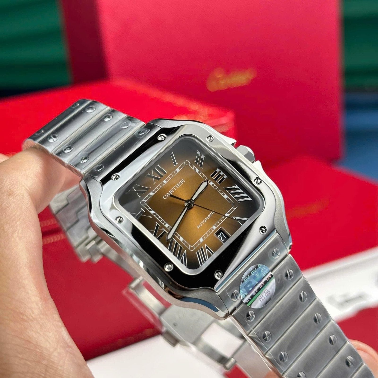 Cartier Santos WSSA0064 Watch Brown Dial 39.8mm