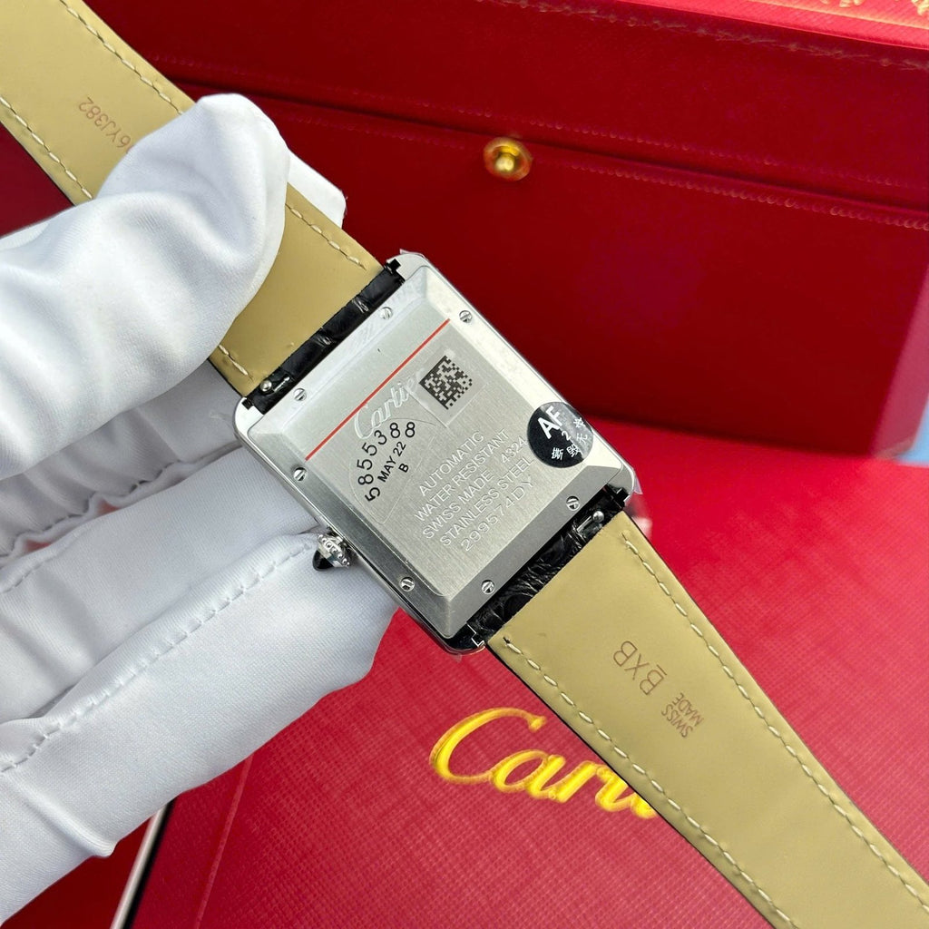 Cartier Tank Must Extra-Large Model Watch White Dial Leather Strap 31x41mm