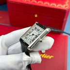 Cartier Tank Must Extra-Large Model Watch White Dial Leather Strap 31x41mm