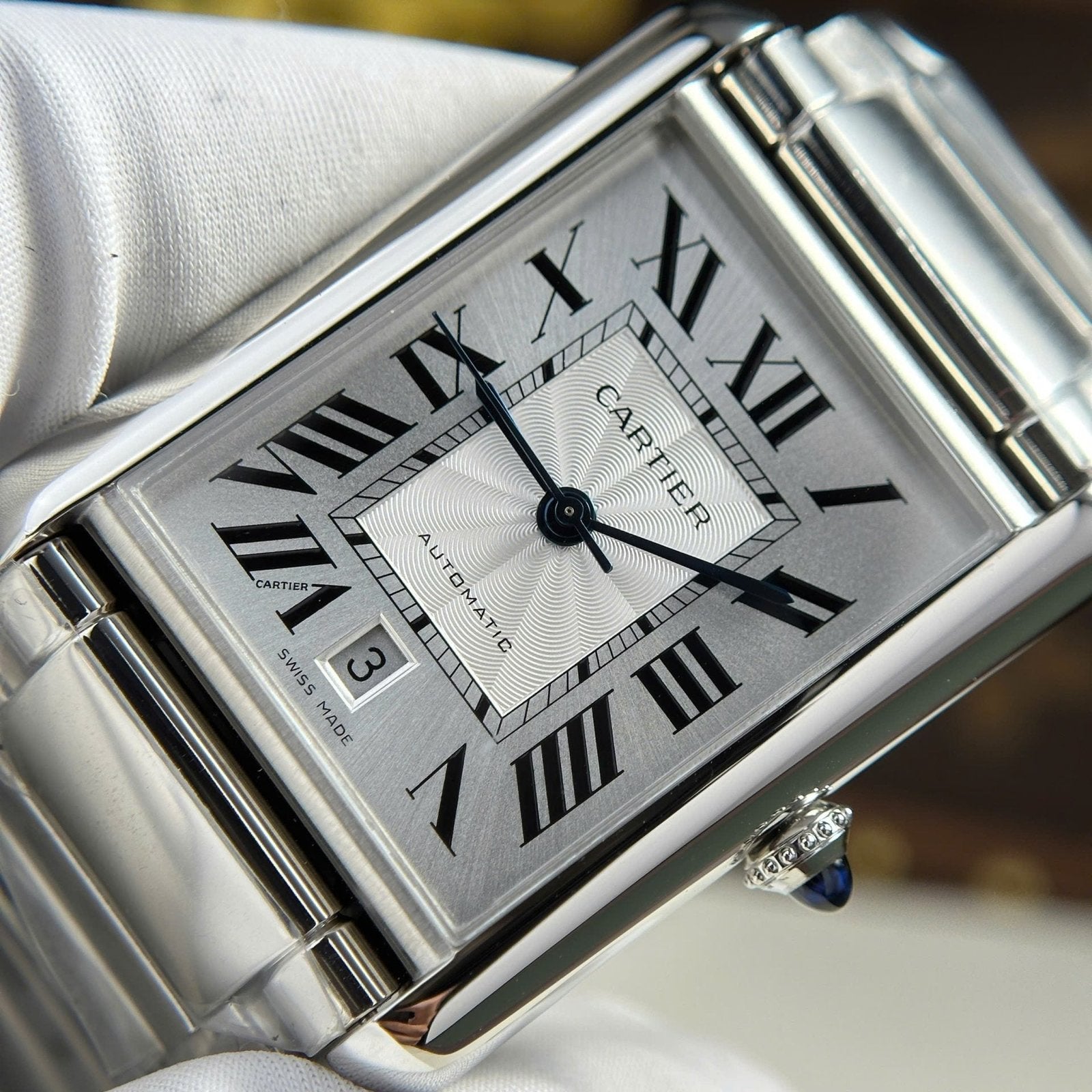 Cartier Tank Must Extra-Large Model Watch White Dial Metal Wire 31x41mm