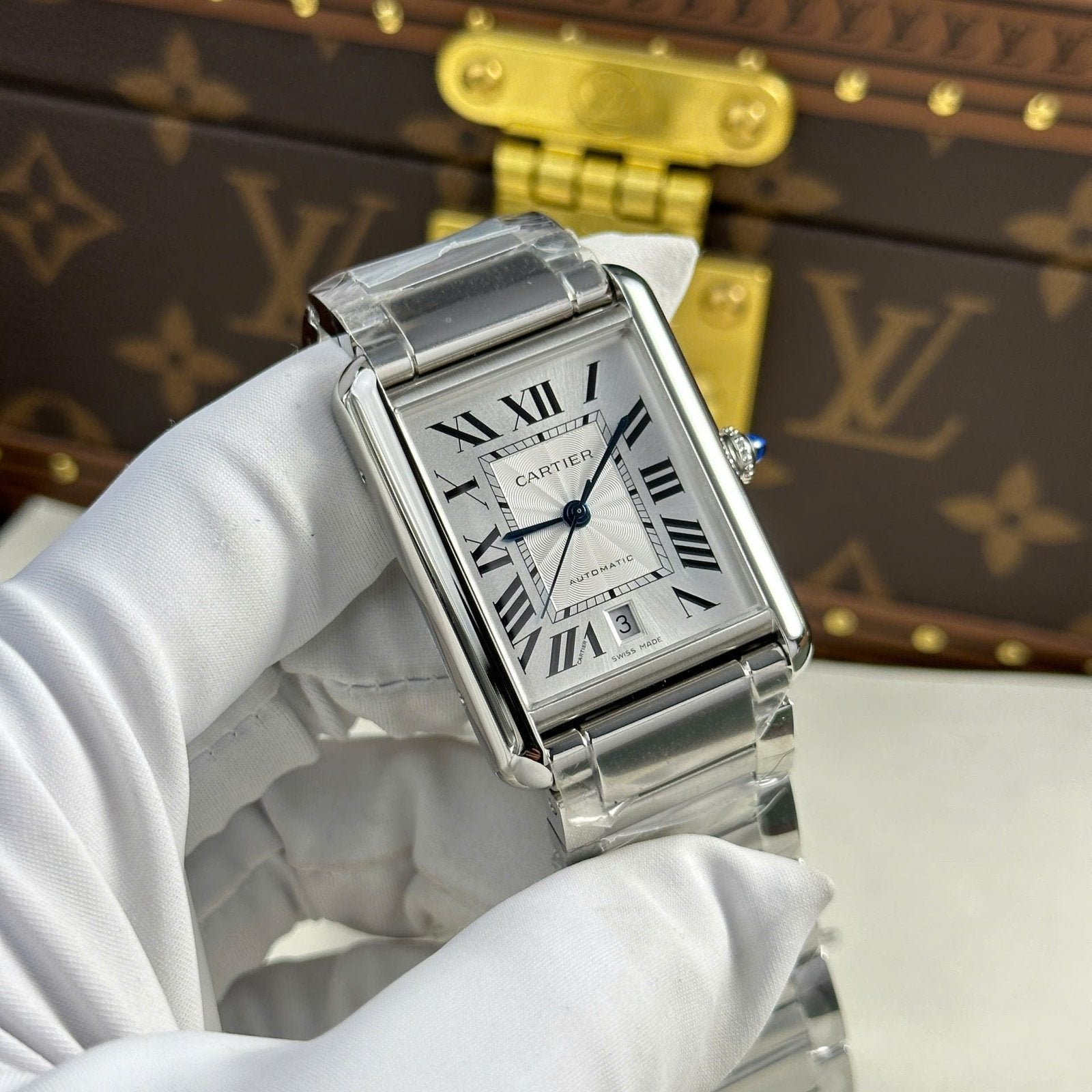 Cartier Tank Must Extra-Large Model Watch White Dial Metal Wire 31x41mm