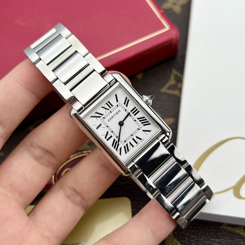 Cartier Watch Tank Must White Dial Metal Wire 31x41mm