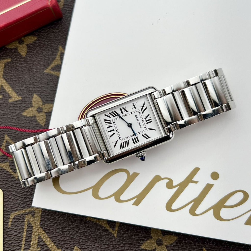 Cartier Watch Tank Must White Dial Metal Wire 31x41mm