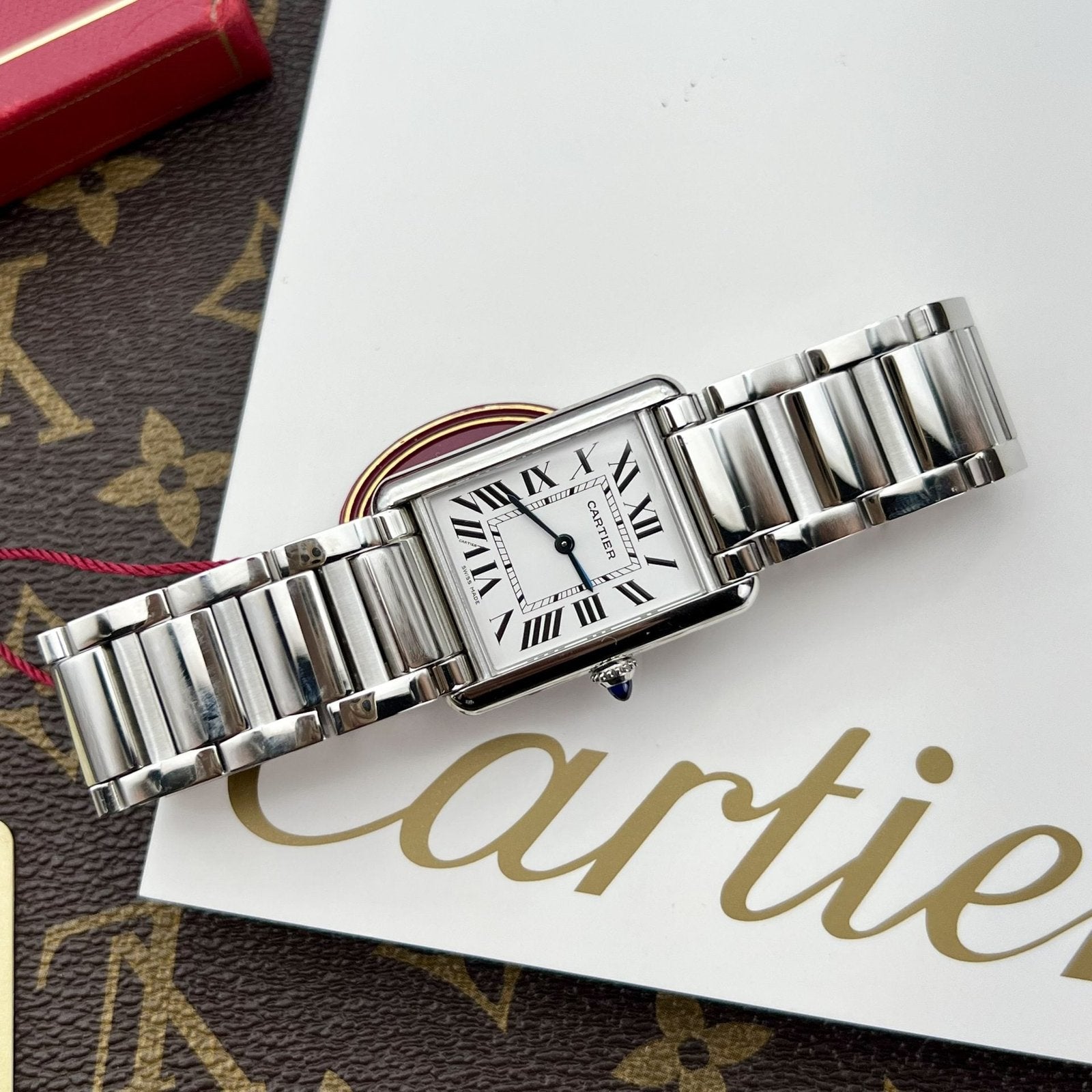 Cartier Watch Tank Must White Dial Metal Wire 31x41mm