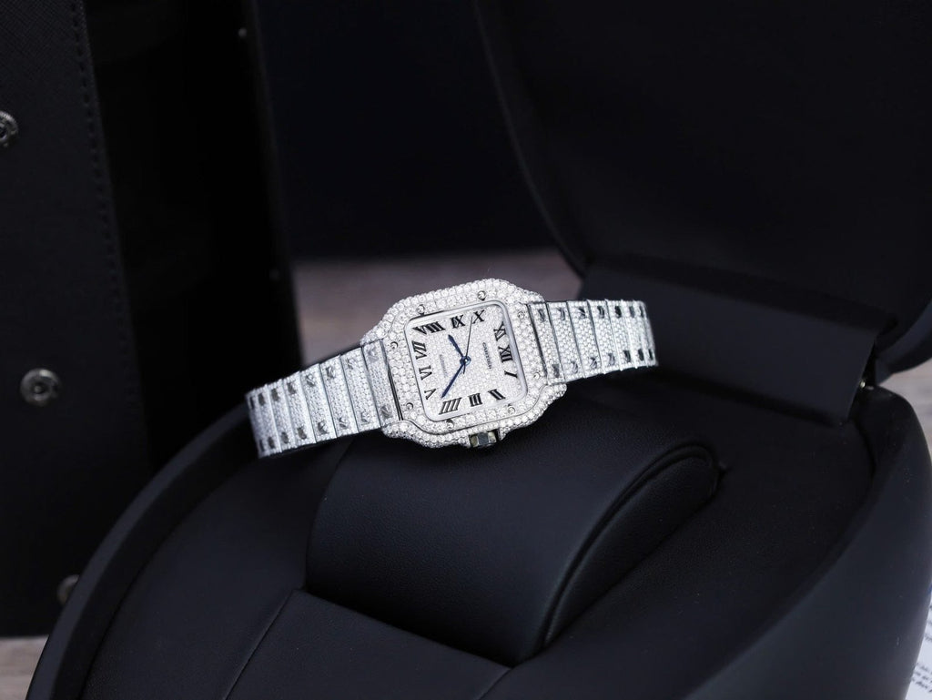 Cartier Santos With Full Diamond Moissanite 35mm