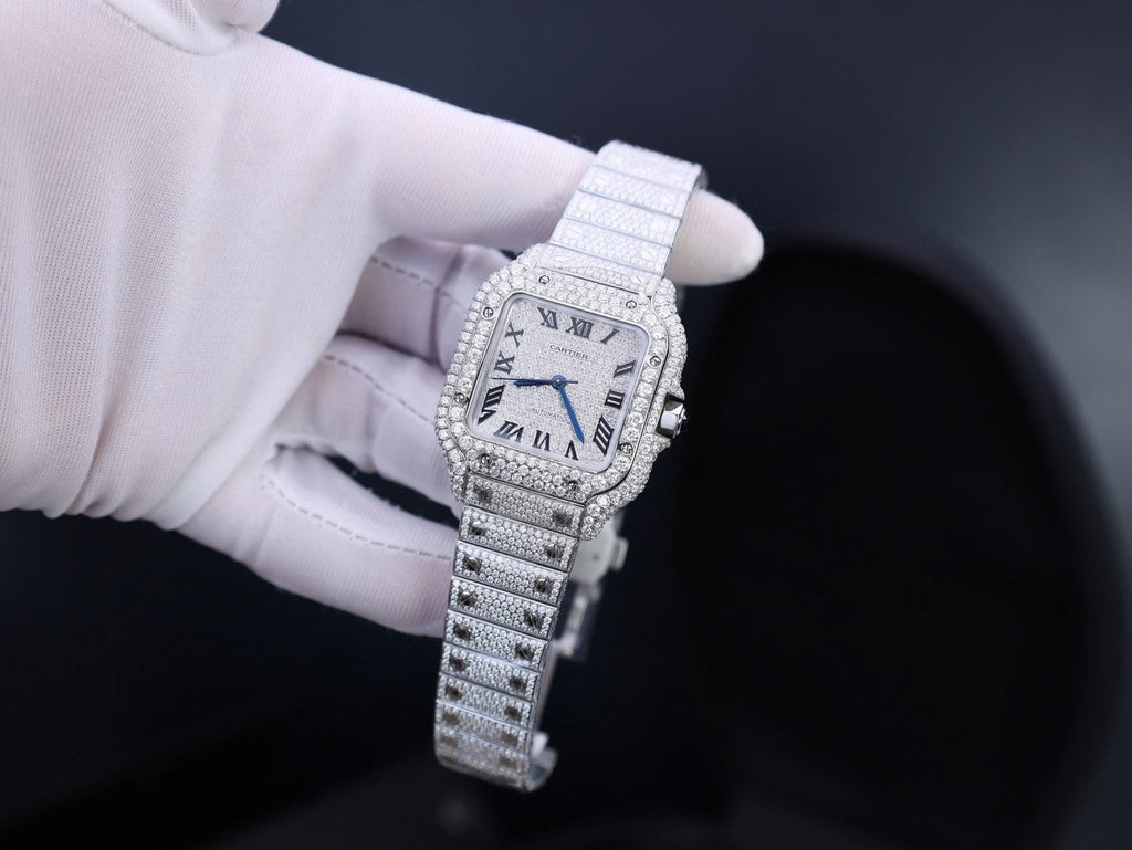 Cartier Santos With Full Diamond Moissanite 35mm