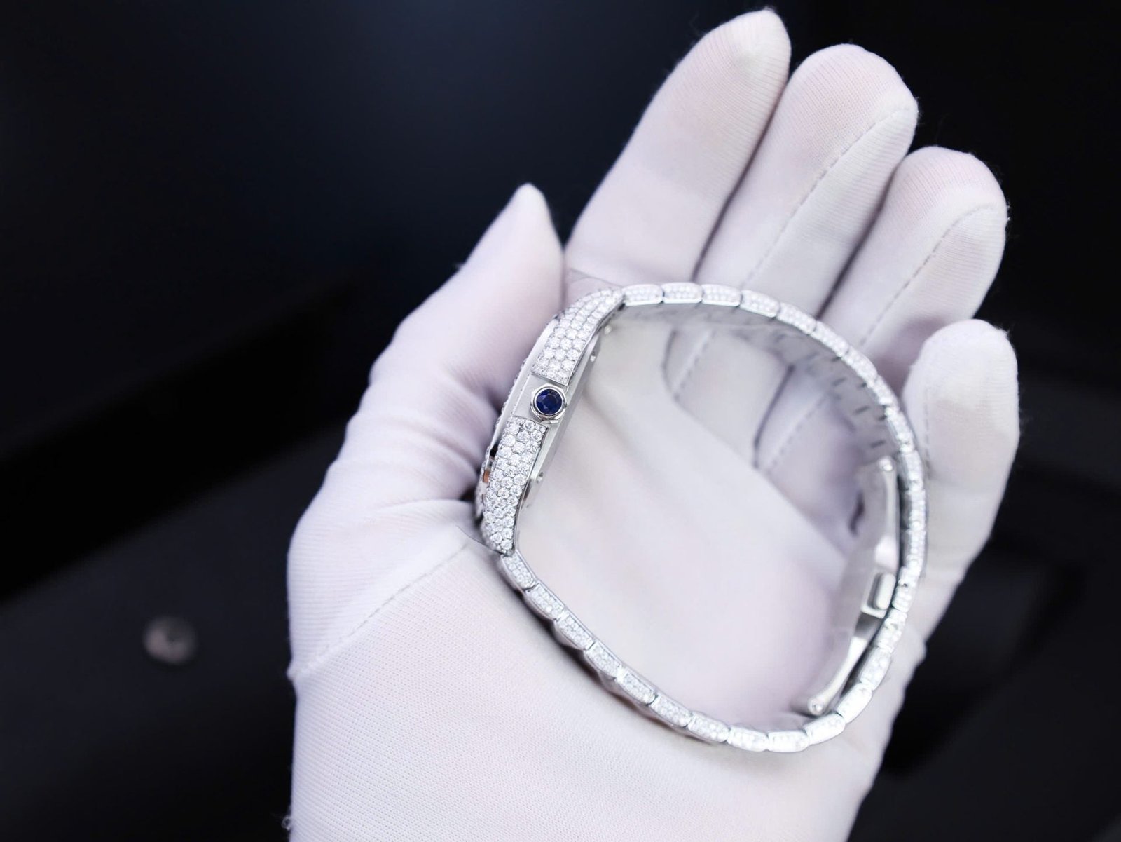 Cartier Santos With Full Diamond Moissanite 35mm