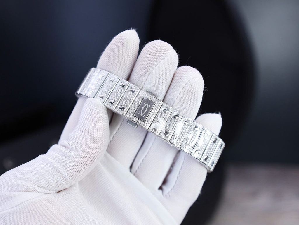 Cartier Santos With Full Diamond Moissanite 35mm