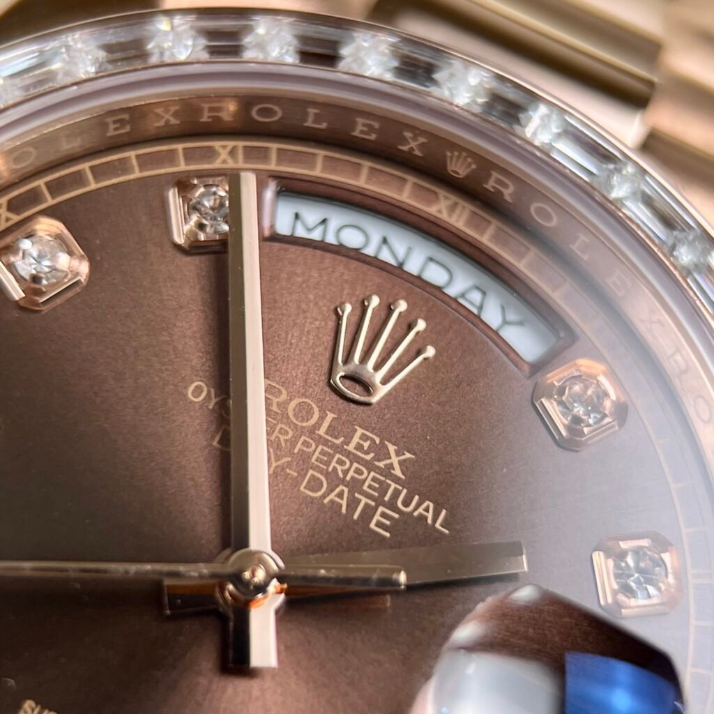 Rolex Day-Date Watch Gold Wrapped + Diamonds Moissanite Baguette 36mm