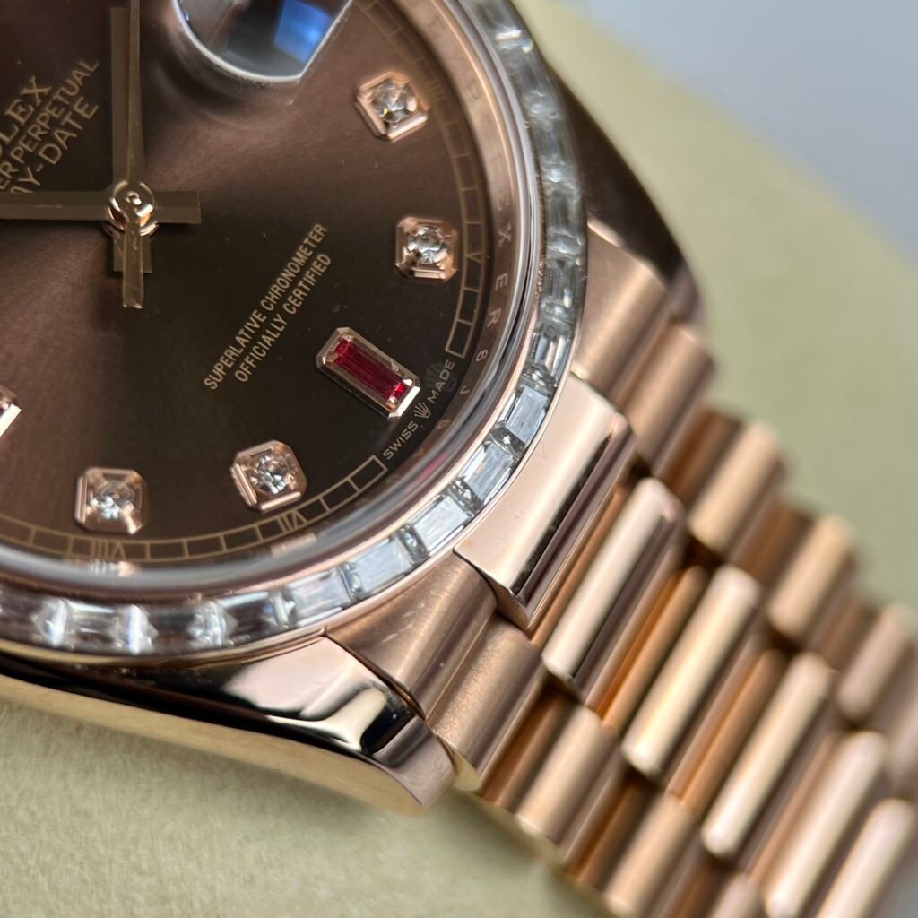 Rolex Day-Date Watch Gold Wrapped + Diamonds Moissanite Baguette 36mm