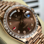 Rolex Day-Date Watch Gold Wrapped + Diamonds Moissanite Baguette 36mm