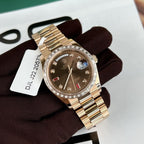 Rolex Day-Date Watch Gold Wrapped + Diamonds Moissanite Baguette 36mm