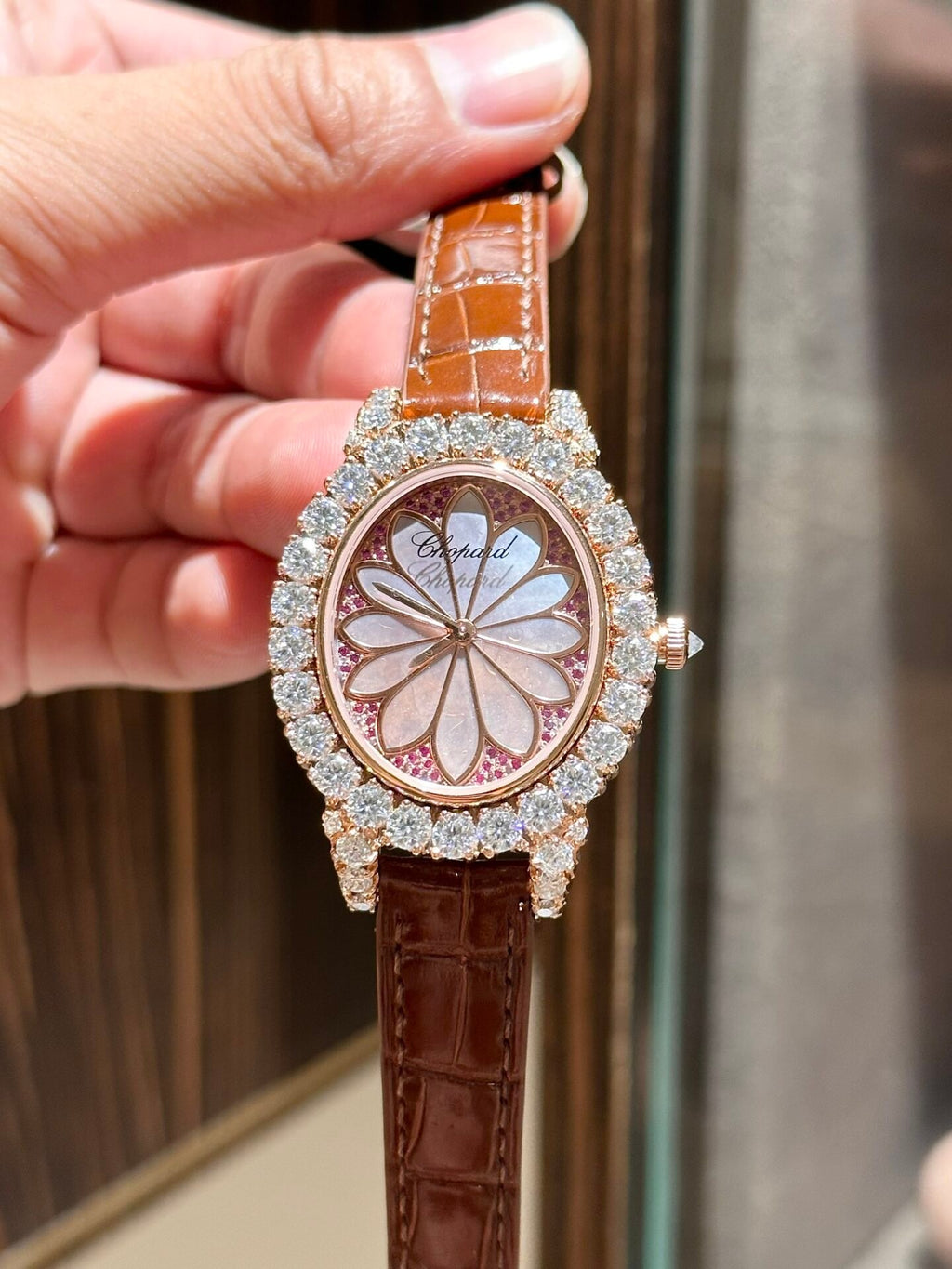 Chopard Rose Gold Wrapped Watch With Moissanite Diamonds 34mm