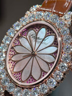 Chopard Rose Gold Wrapped Watch With Moissanite Diamonds 34mm