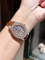 Chopard Rose Gold Wrapped Watch With Moissanite Diamonds 34mm