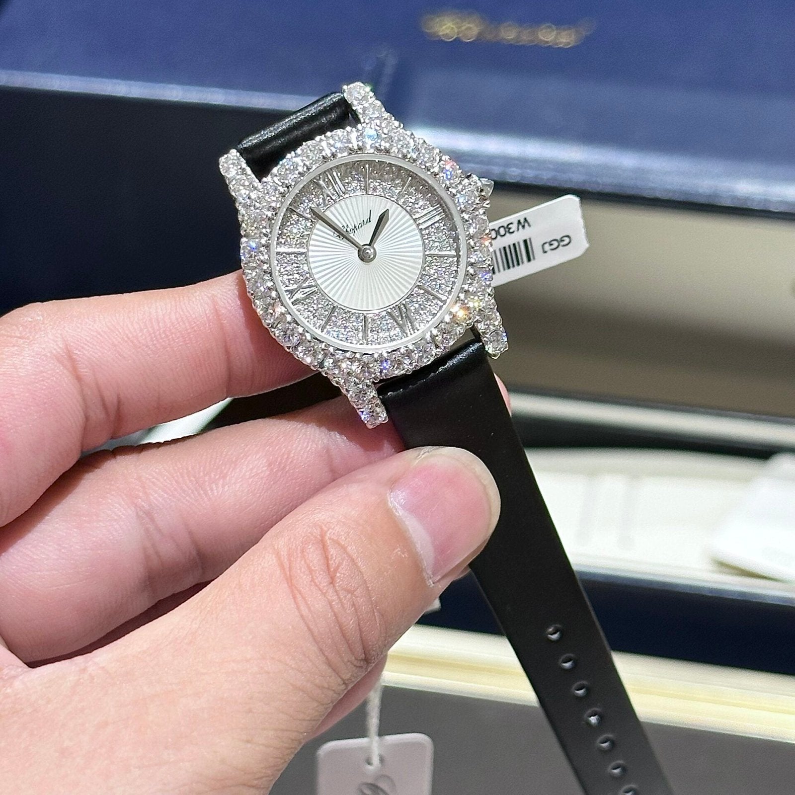 Chopard  Watch With Moissanite Diamond Leather Strap 30mm