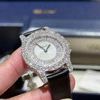 Chopard  Watch With Moissanite Diamond Leather Strap 30mm