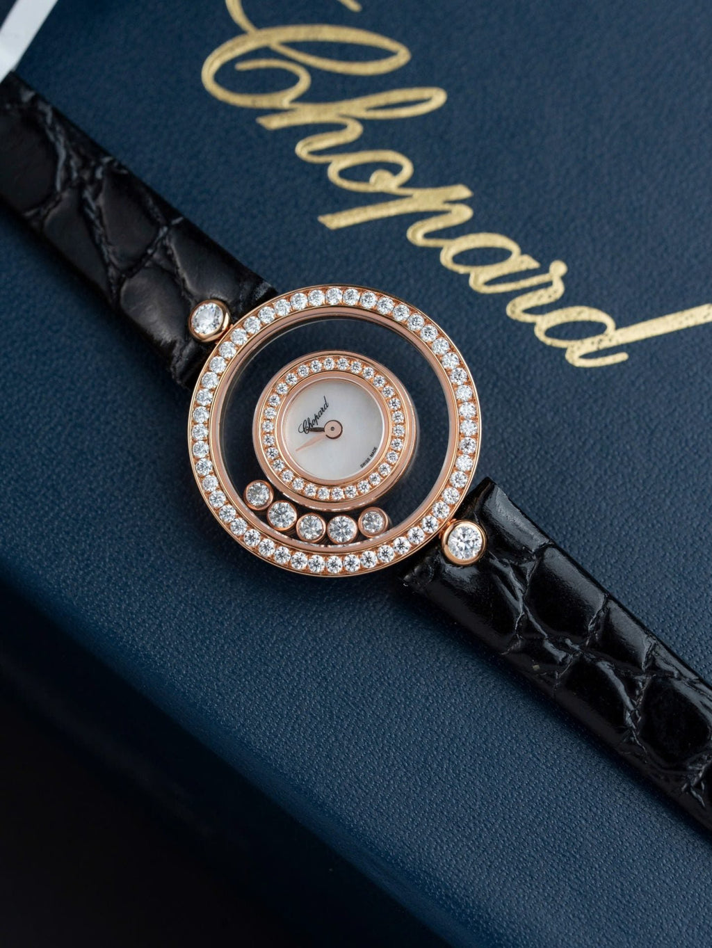 Chopard Happy 203857 Watch Full Moissanite Diamonds + 18K Gold Wrapped  36mm
