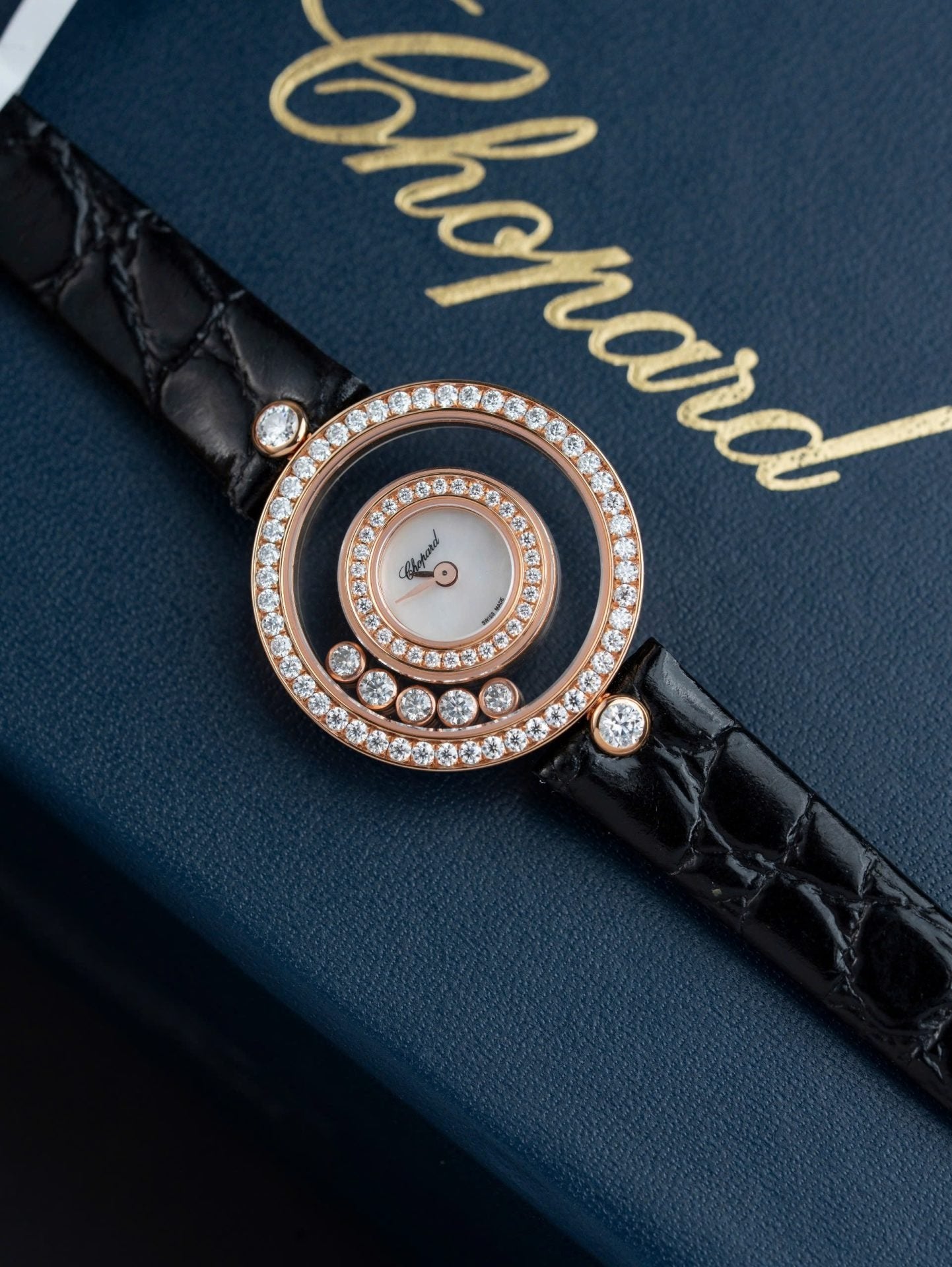 Chopard Happy 203857 Watch Full Moissanite Diamonds + 18K Gold Wrapped  36mm