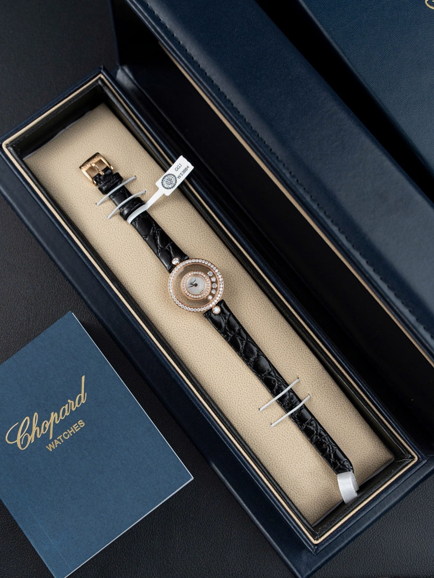 Chopard Happy 203857 Watch Full Moissanite Diamonds + 18K Gold Wrapped  36mm