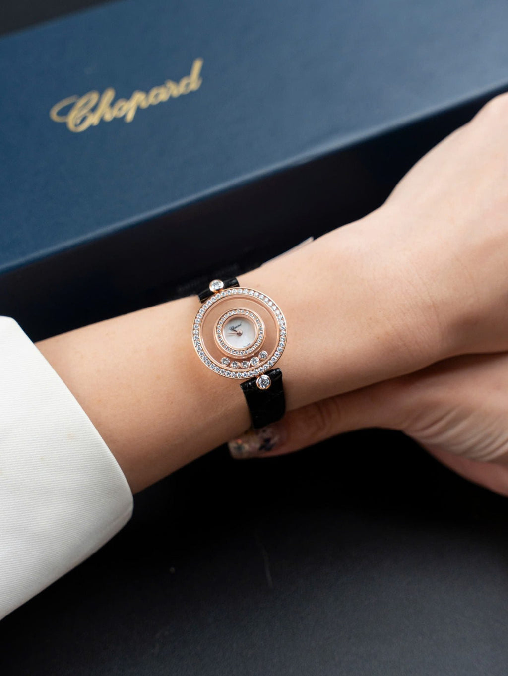 Chopard Happy 203857 Watch Full Moissanite Diamonds + 18K Gold Wrapped  36mm