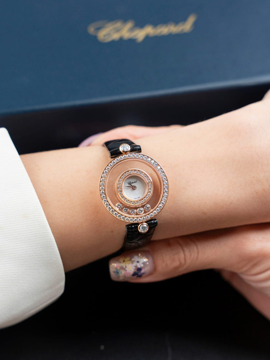 Chopard Happy 203857 Watch Full Moissanite Diamonds + 18K Gold Wrapped  36mm