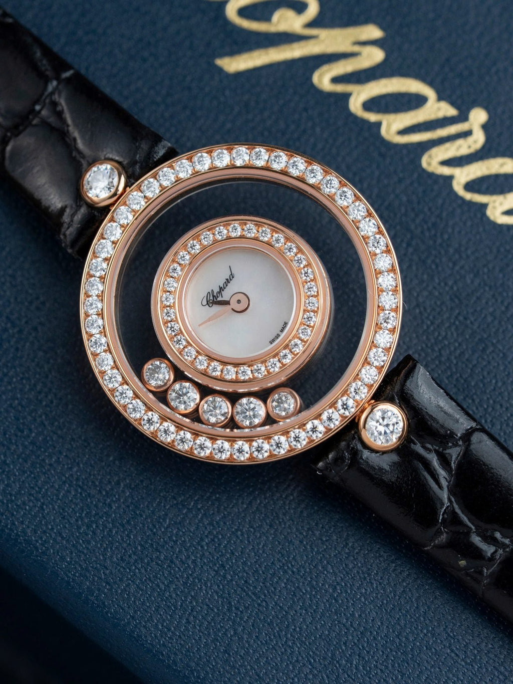 Chopard Happy 203857 Watch Full Moissanite Diamonds + 18K Gold Wrapped  36mm