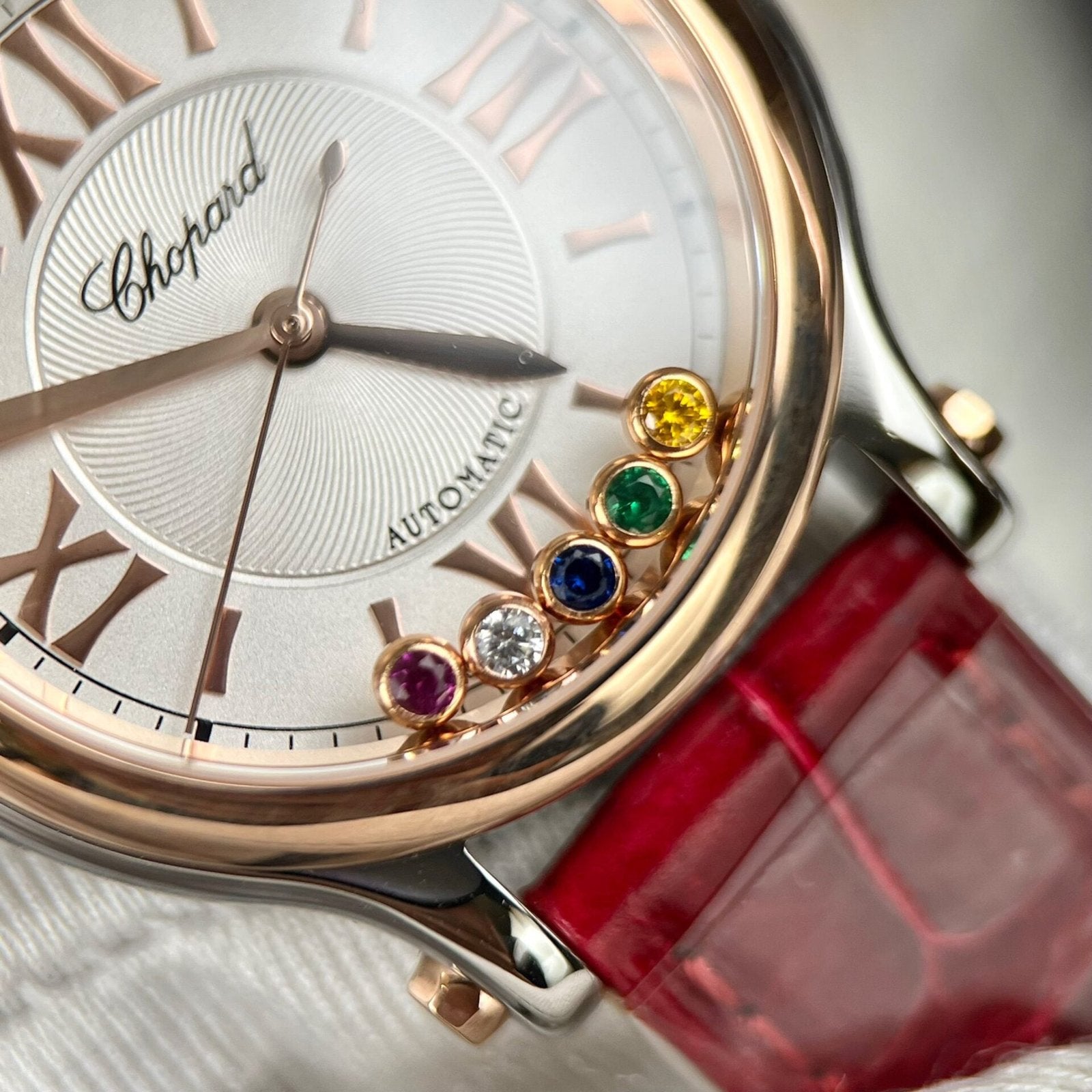 Chopard Happy Sport Watch Red Leather Strap 36mm