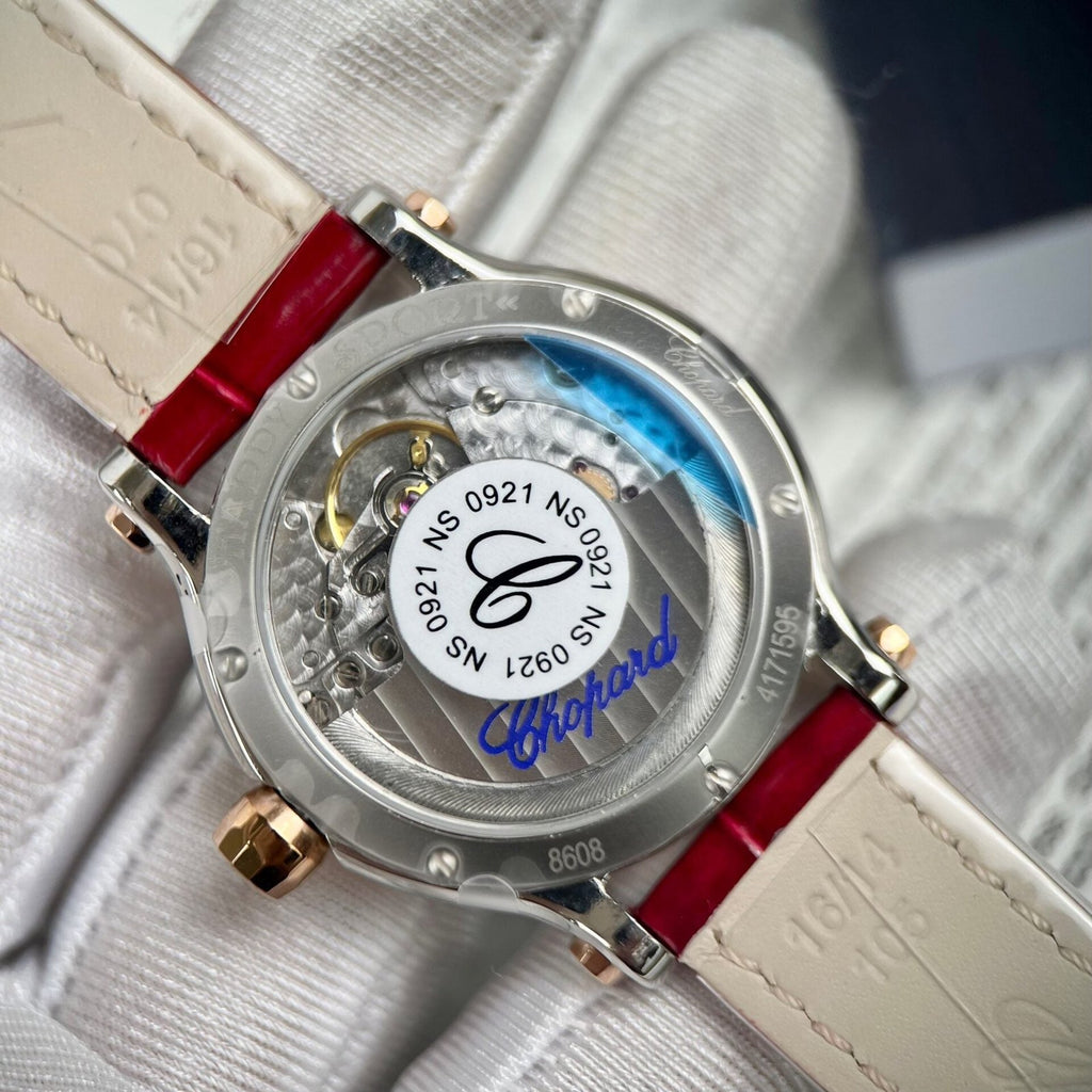 Chopard Happy Sport Watch Red Leather Strap 36mm