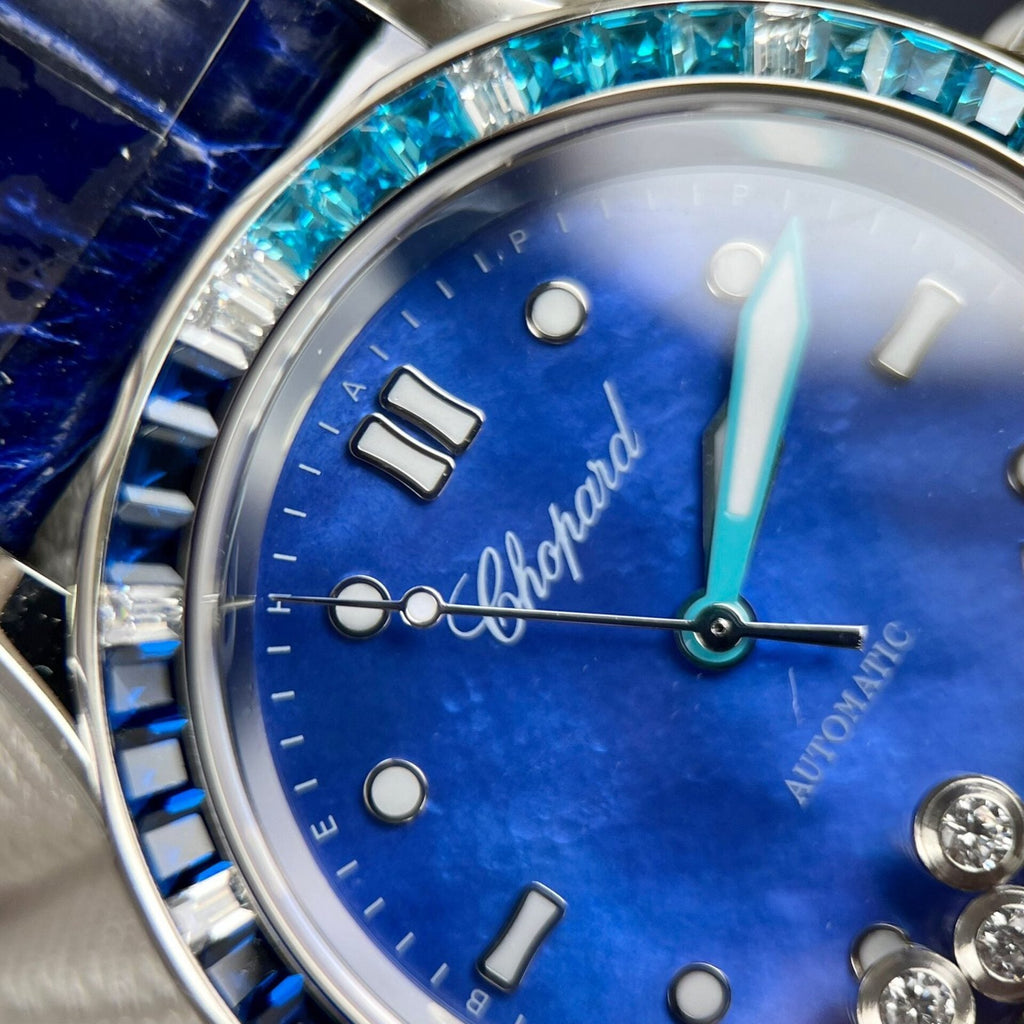 Chopard Happy Sport Watch Blue Dial Leather Strap 36mm
