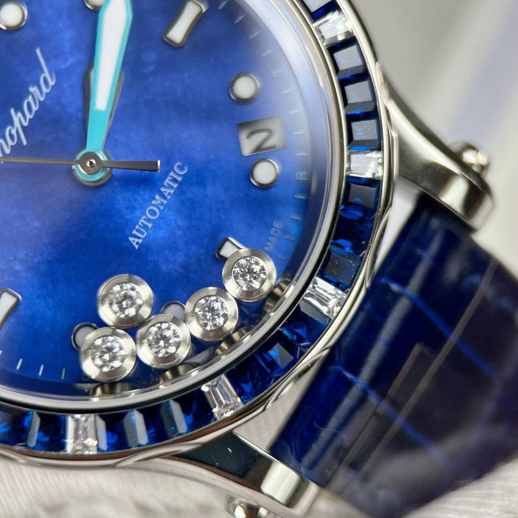Chopard Happy Sport Watch Blue Dial Leather Strap 36mm