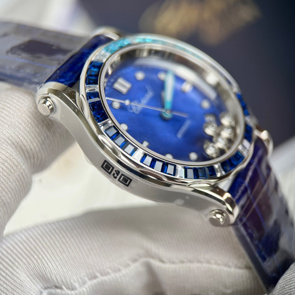 Chopard Happy Sport Watch Blue Dial Leather Strap 36mm