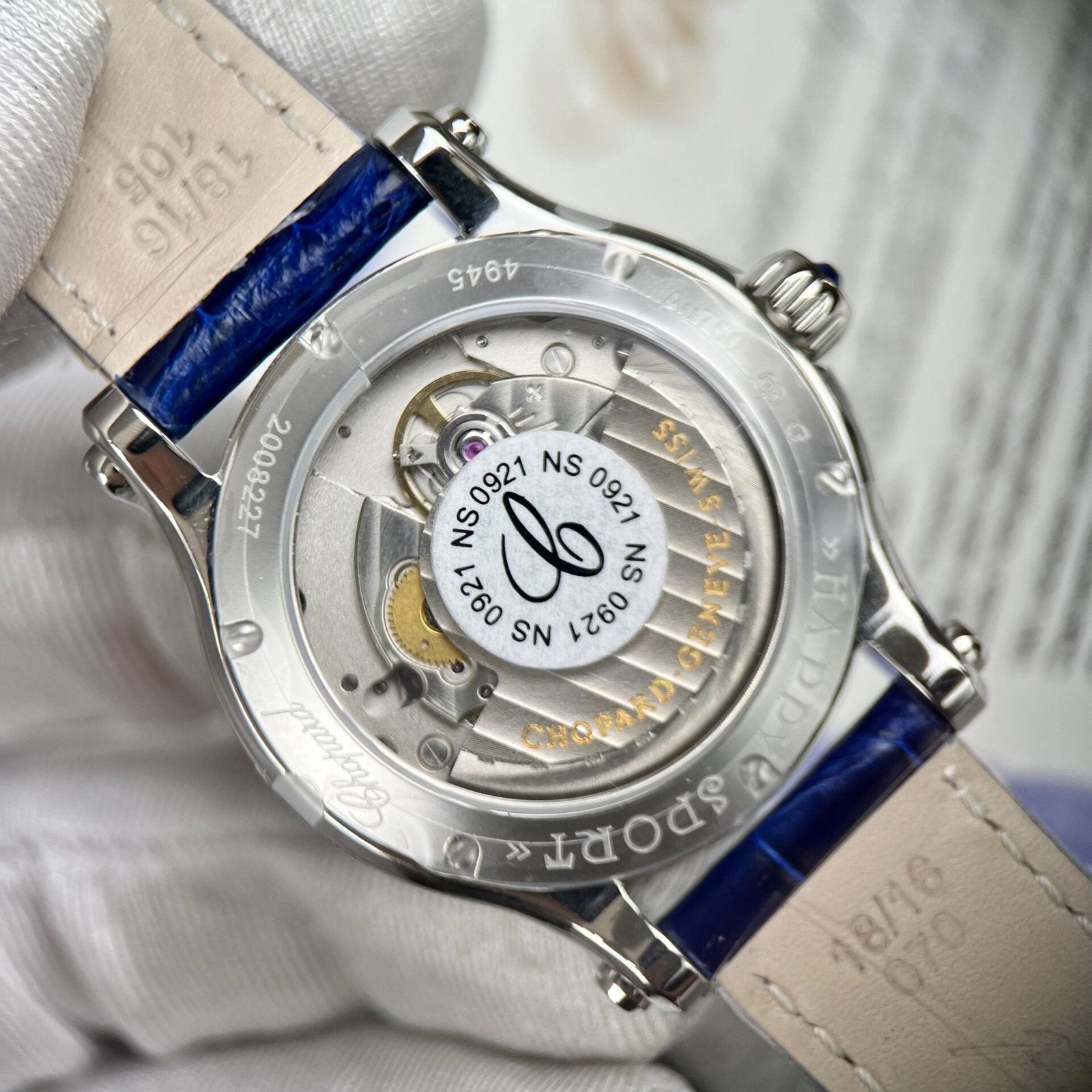 Chopard Happy Sport Watch Blue Dial Leather Strap 36mm