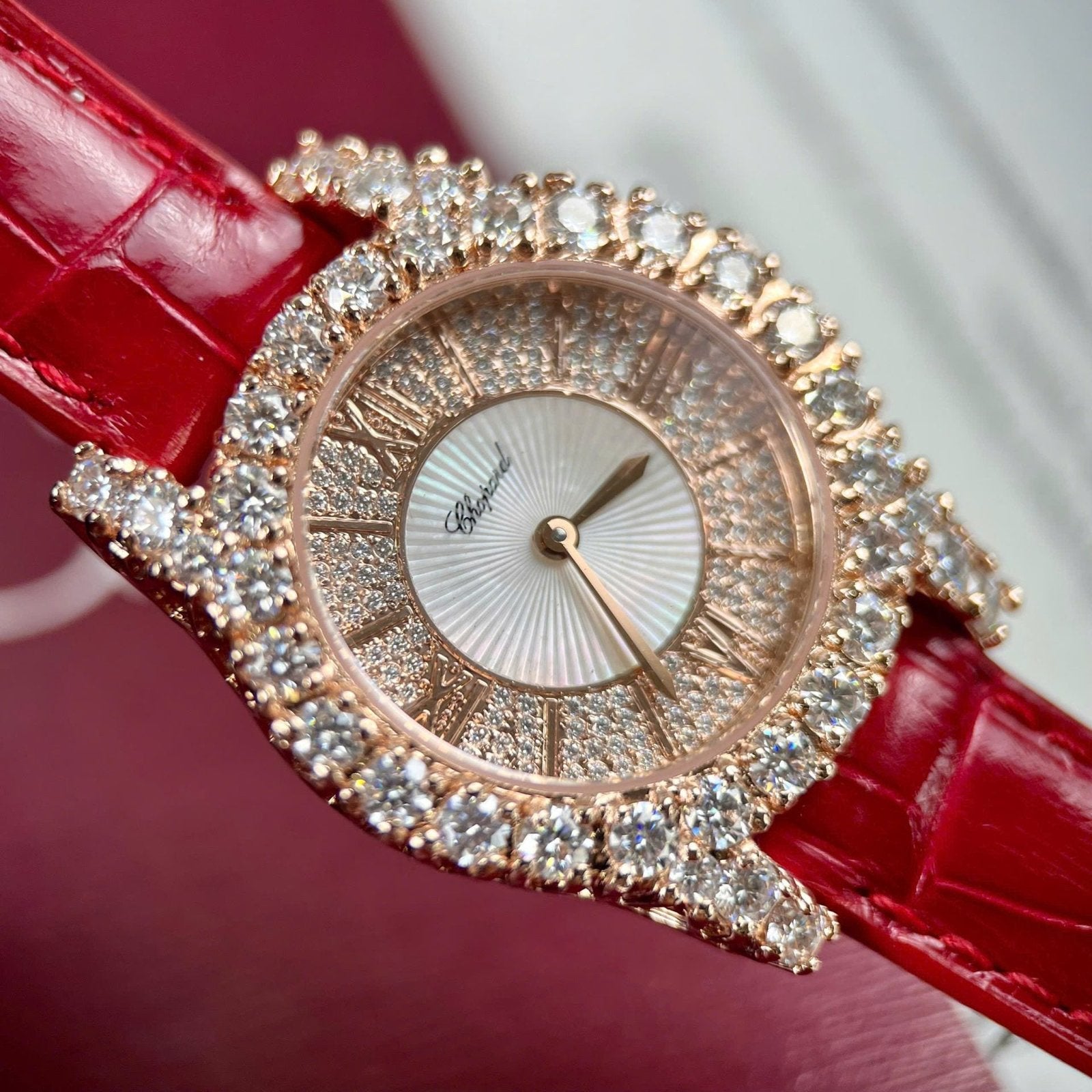 Chopard L’Heure Watch 18K Gold Wrapped + Diamonds Moissanite 36mm