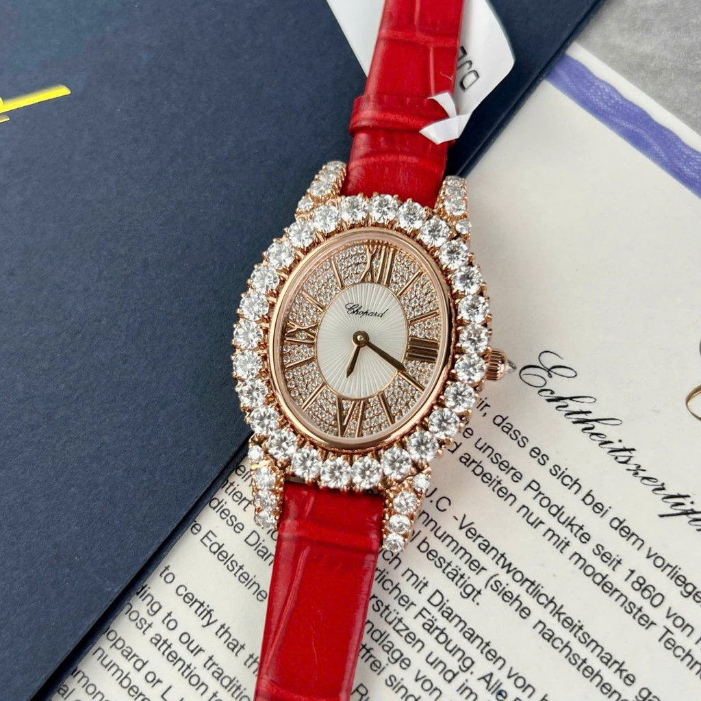 Chopard Women Watch Gold Wrapped And Moissanite Diamonds 34mm