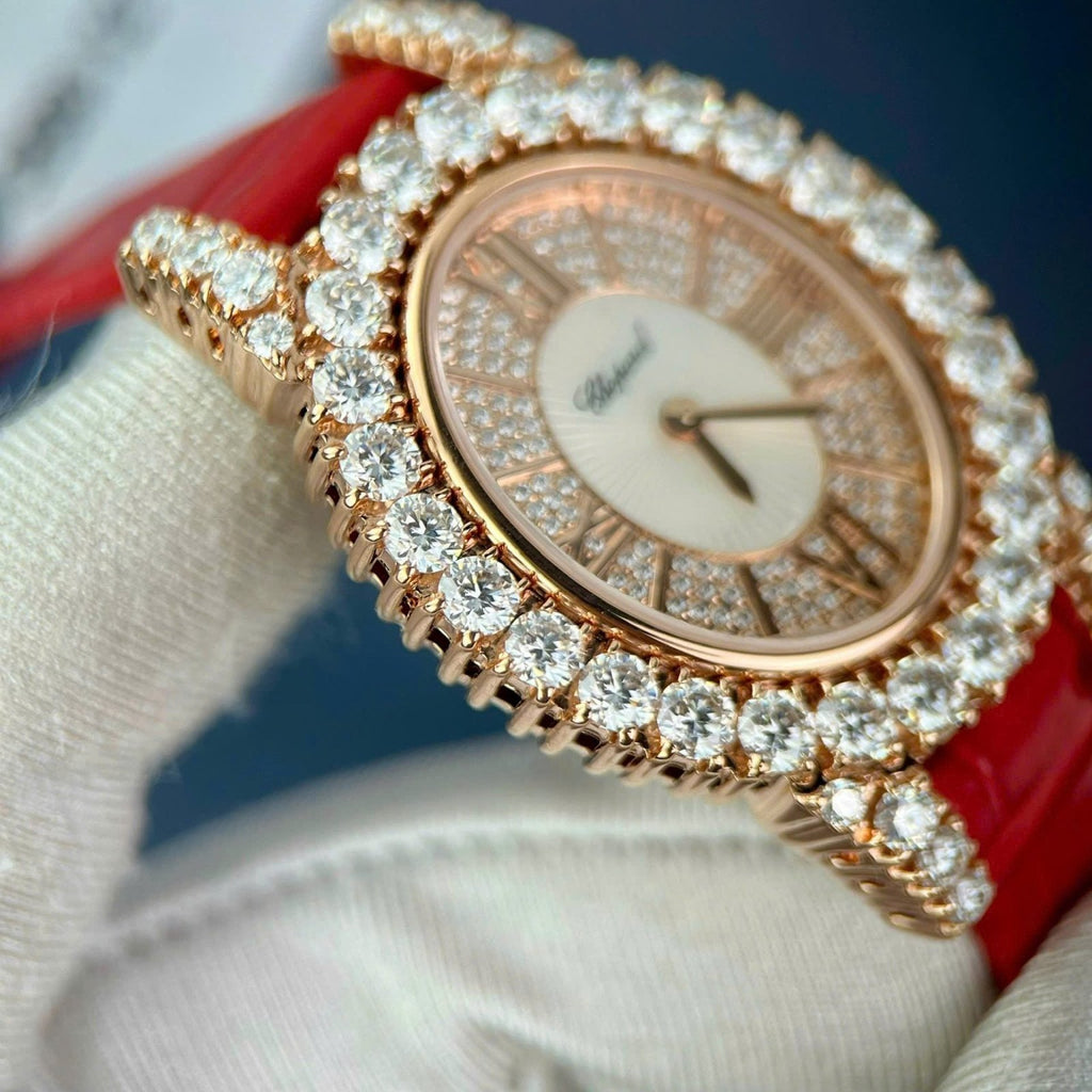 Chopard Women Watch Gold Wrapped And Moissanite Diamonds 34mm