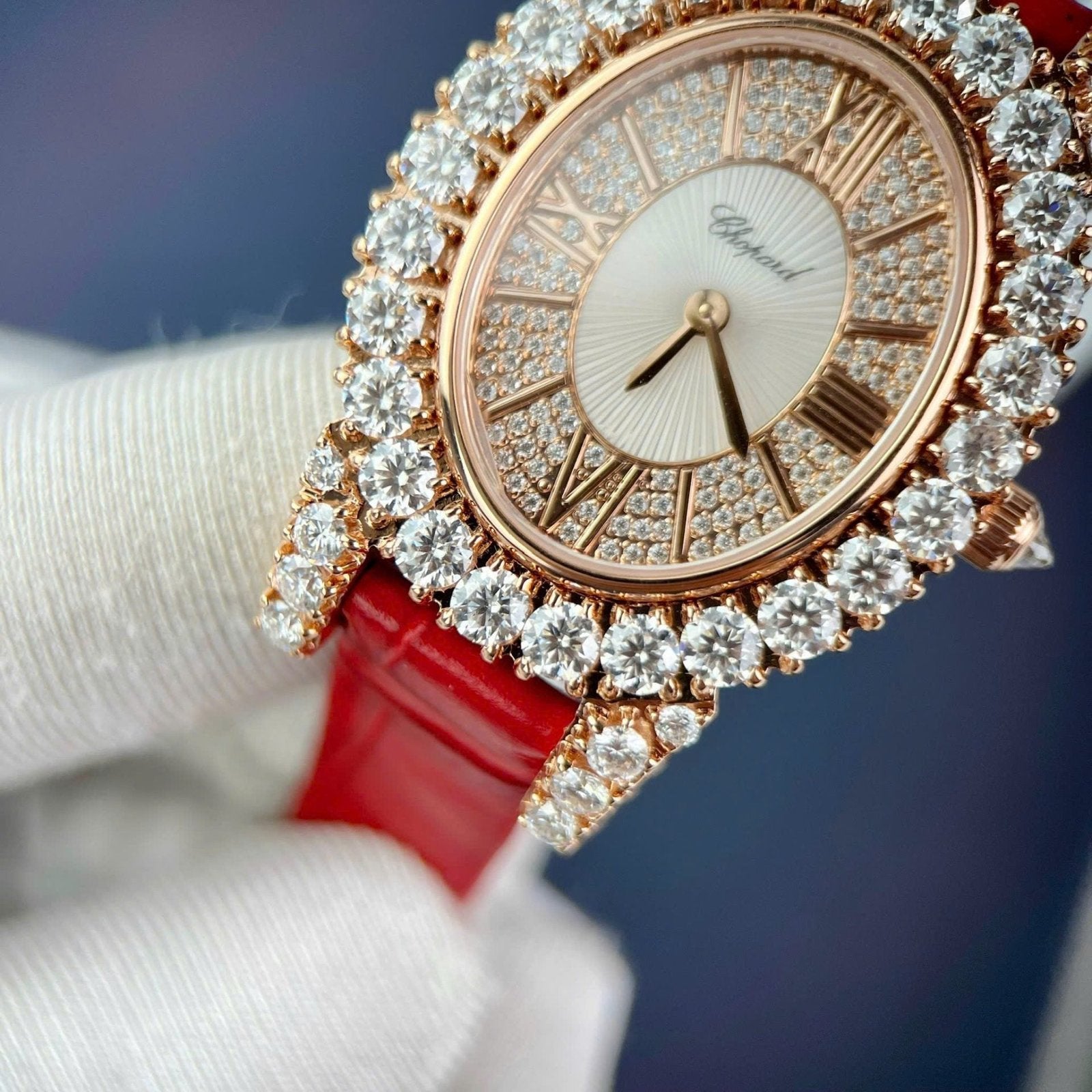 Chopard Women Watch Gold Wrapped And Moissanite Diamonds 34mm
