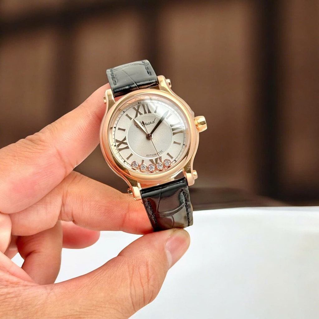 Chopard Happy Sport Women Luxury Watch Rose Gold Plated Automatic Movement 36mm