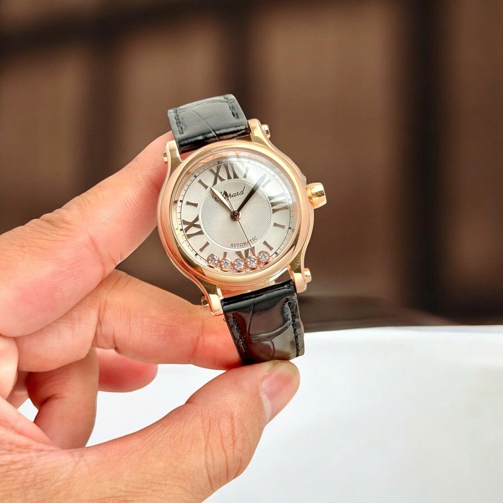 Chopard Happy Sport Women Luxury Watch Rose Gold Plated Automatic Movement 36mm