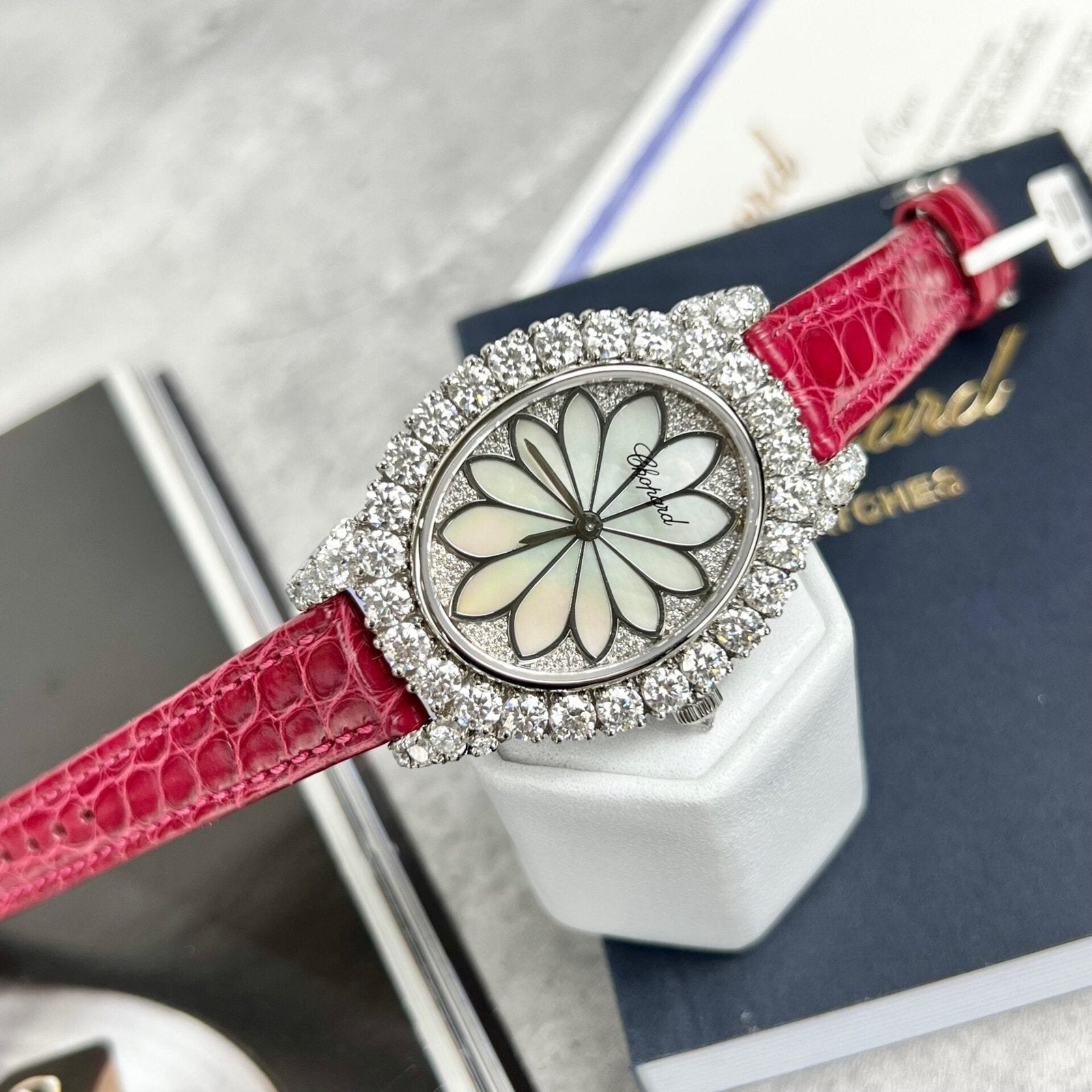 Chopard Women’s Watch Red Full Moissanite Diamond 34mm