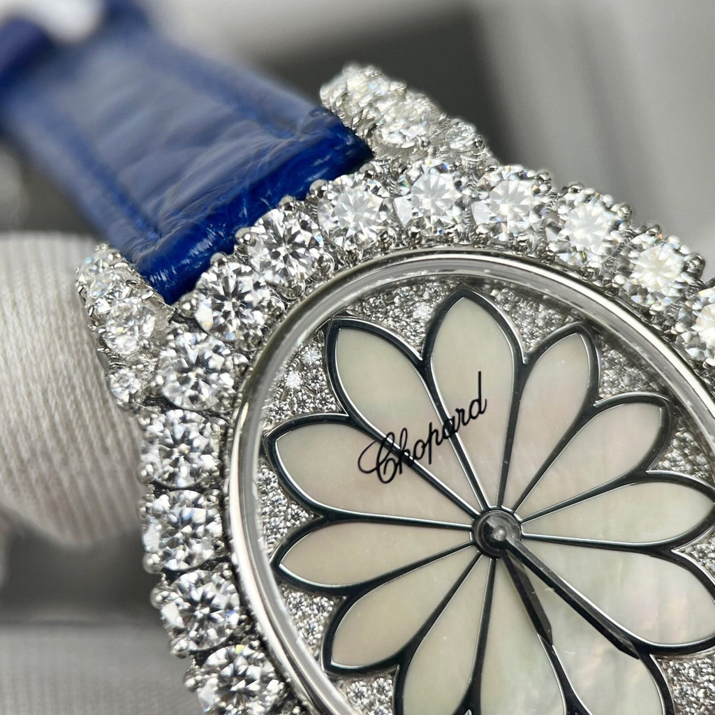 Chopard Women’s Watch Full Diamond Moissanite Blue 34mm