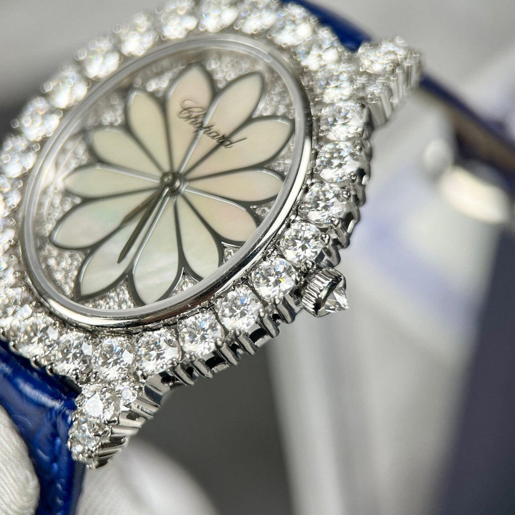 Chopard Women’s Watch Full Diamond Moissanite Blue 34mm